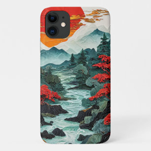 Funda Para iPhone 11 Naturaleza Montañas y Bosque Tranquilo Paisaje Esc