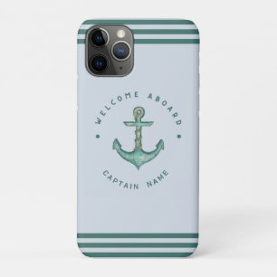 Funda Para iPhone 11 Pro Nautical Anchor club náutico de la Marina Azul