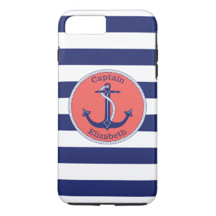 Funda Para iPhone 8 Plus/7 Plus Nautical Anchor Naval y Coral Personalizadas
