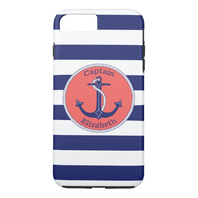 Funda De Case-Mate Para iPhone Nautical Anchor Naval y Coral Personalizadas (Reverso)