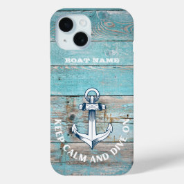 Funda Para iPhone 15 Nautical Bote Name Anchor Rustic Wood