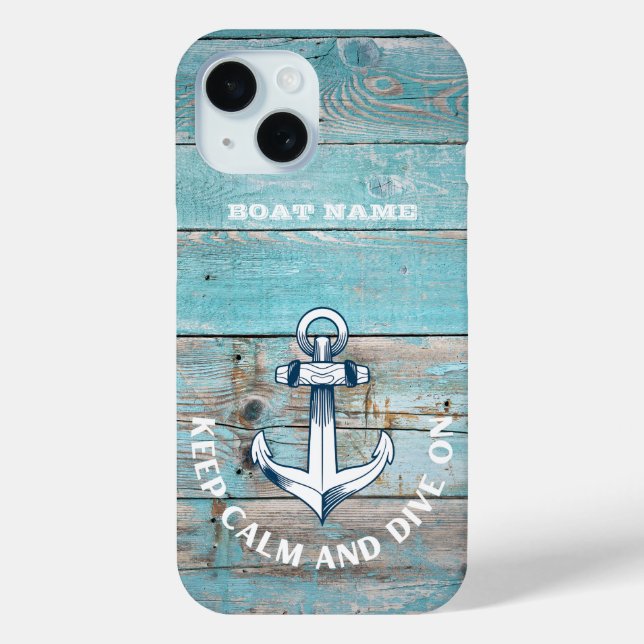 Funda De Case-Mate Para iPhone Nautical Bote Name Anchor Rustic Wood (Reverso )