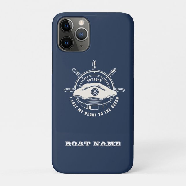 Funda De Case-Mate Para iPhone Nautical Theme Bote Nombre Marina Azul (Reverso)