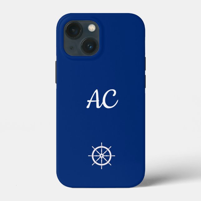 Funda De Case-Mate Para iPhone Náuticos Nautical Ships Wheel Blue+White (Personal (Reverso )