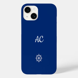Funda Para iPhone 14 De Case-Mate Náuticos Nautical Ships Wheel Blue+White (Personal