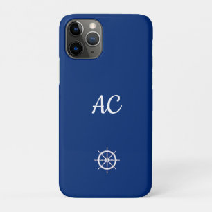 Funda Para iPhone 11 Pro Náuticos Nautical Ships Wheel Blue+White (Personal