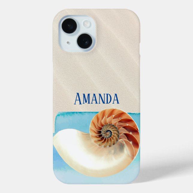 Funda De Case-Mate Para iPhone Nautilus Seashell and Sand (Reverso )