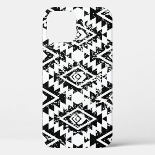 Funda Para iPhone 12 Navajo tribal: geométrico blanco negro.