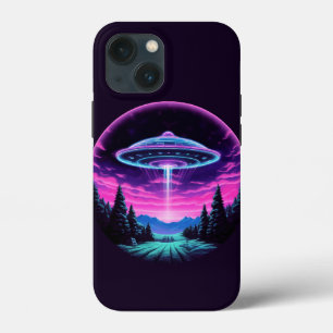 Funda Para iPhone 13 Mini Nave Espacial Extraterrestre Retro Futurista