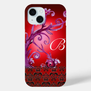 title_seo2 NAVES, BERRIES DAMASK MONOGRAM rojo rosado