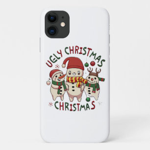 Funda Para iPhone 11 Navidad blanca ;UGLY CHRISTMAS