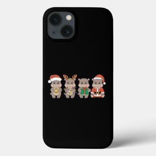Funda Para iPhone 13 Navidad de Moo Deng Hipopótamo Bebé