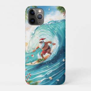Funda Para iPhone 11 Pro Navidad de Surfing Santa con Santa Surfer 