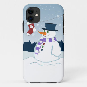 Funda Para iPhone 11 Navidad del muñeco de nieve y de la media