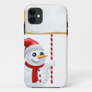 Funda Para iPhone 11 Navidad muñeco de nieve y Rótulo