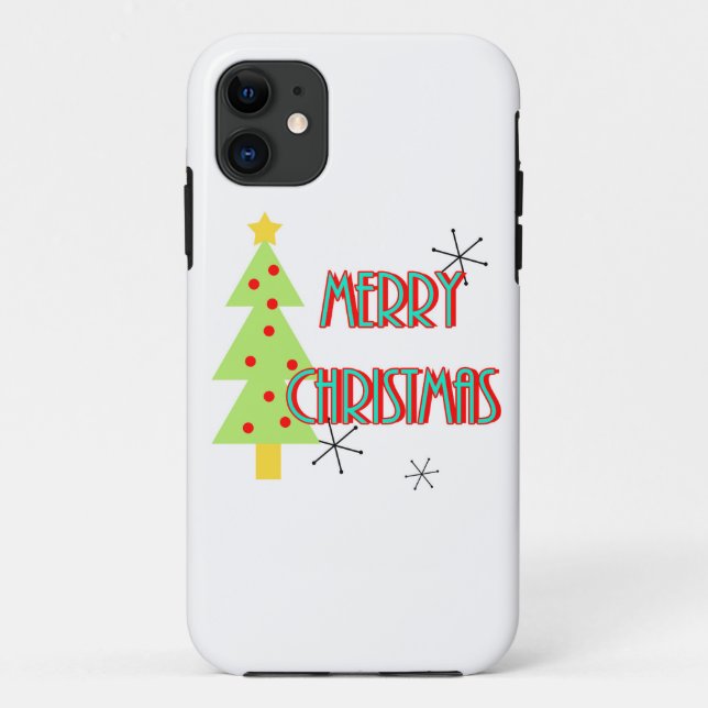 Funda De Case-Mate Para iPhone navidad navidad árbol moderno de mediados de siglo (Reverso)