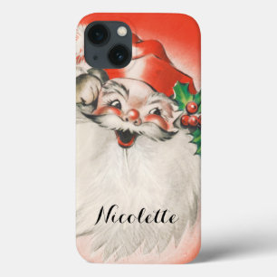 Funda Para iPhone 13 Navidad Vintage, Alegre Santa Claus Retro de los 5