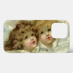 Funda Para iPhone 13 Pro Navidad vintage, ángeles victorianos en las nubes