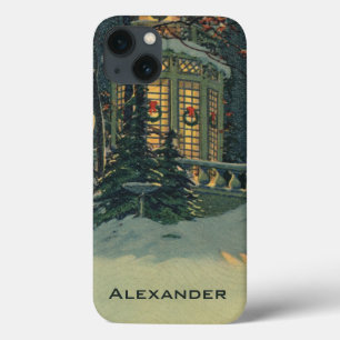 title_seo2 Navidad Vintage, Casa con Coronas en las Ventanas