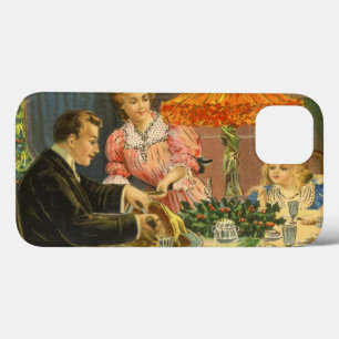 Funda Para iPhone 13 Navidad Vintage, Cena Familiar Victoriana