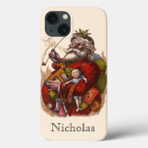 Funda Para iPhone 13 Navidad Vintage, juguetes de pipa del Santa Claus 