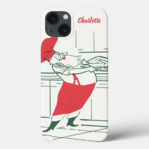 Funda Para iPhone 13 Navidad Vintage, Santa Claus Chef y Pavo
