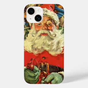 Funda Para iPhone 14 De Case-Mate Navidad vintage, Santa Claus en Sleigh con juguete