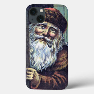 Funda Para iPhone 13 Navidad vintage, Santa Claus y su libro de obras