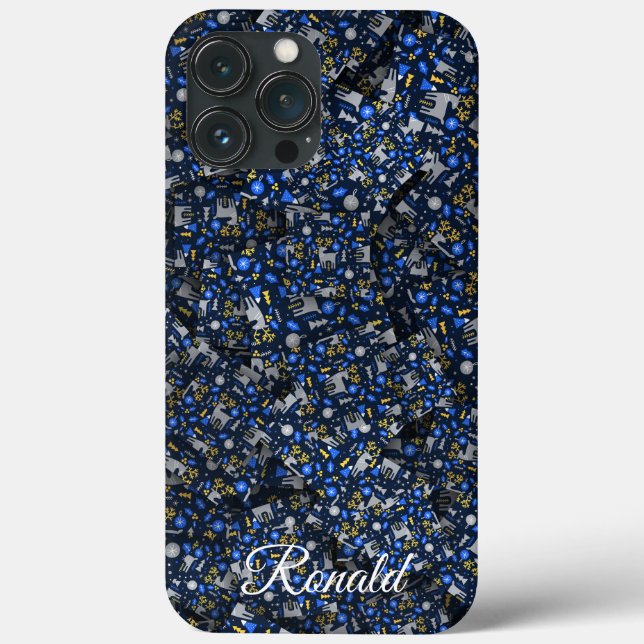Funda De Case-Mate Para iPhone Navidades Adorables [3D] Estilo escandinavo Azul (Reverso )