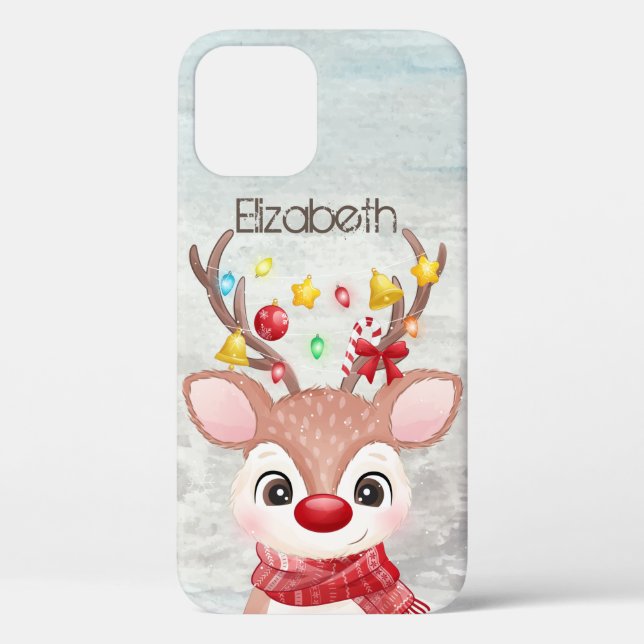 Funda De Case-Mate Para iPhone Navidades adorables reno (Reverso )