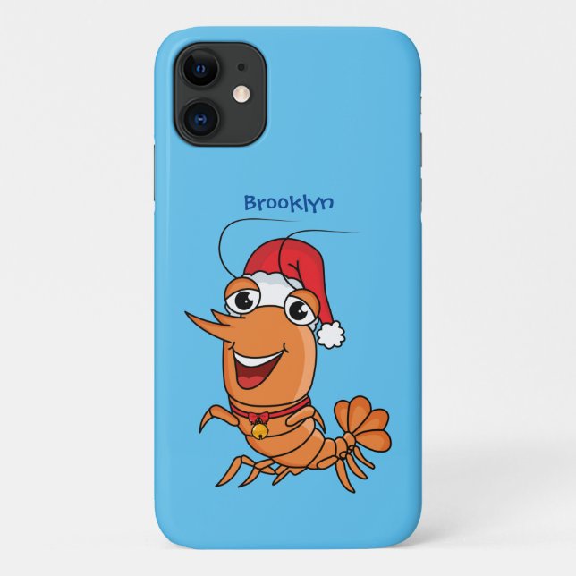 Funda De Case-Mate Para iPhone Navidades alegres, camarones, personalizado ilustr (Reverso)