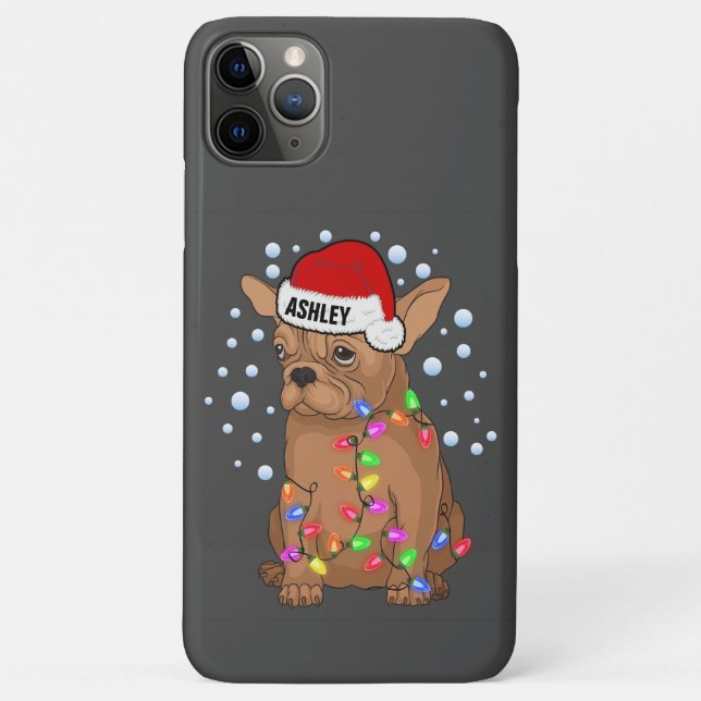 Funda De Case-Mate Para iPhone Navidades alumbran con Boston Terrier Dog Vibe (Reverso)