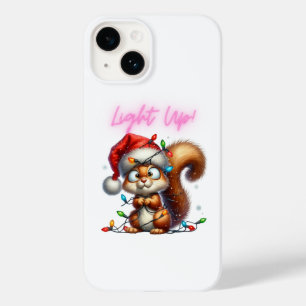 Funda Para iPhone 14 De Case-Mate Navidades ardilla con tarjeta de luces festivas