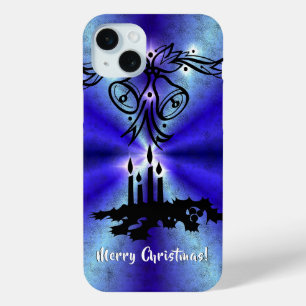 Funda Para iPhone 15 Mini Navidades Artdeco sobre el arcoiris verde azul