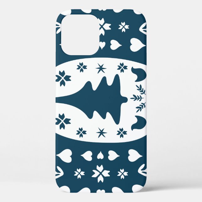 Funda De Case-Mate Para iPhone Navidades Arte Popular: Doodle Escandinavo. (Reverso )