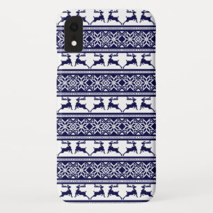 Funda Para iPhone XR Navidades, azul y blanco escandinavo
