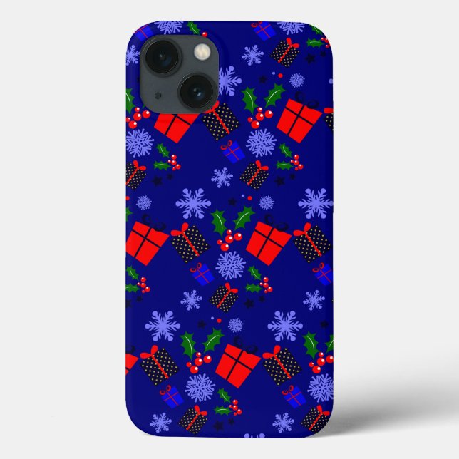 Funda De Case-Mate Para iPhone navidades azules copos de nieve holly (Reverso)