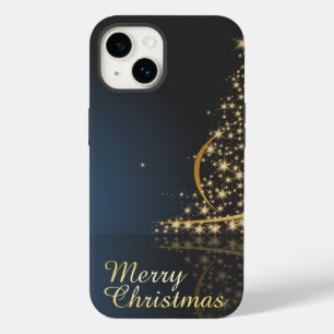 Funda Para iPhone 14 De Case-Mate Navidades azules Tema con árbol de Navidad dorado