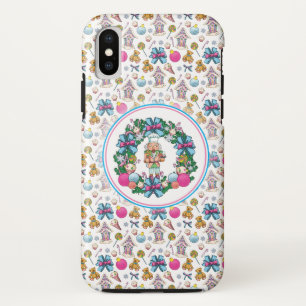 Funda Para iPhone X Navidades Azules Y Rotulantes De Color Rosa