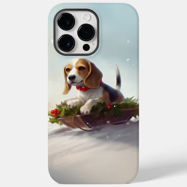 Funda De Case-Mate Para iPhone Navidades Beagle en invierno (Reverso )