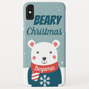 Funda Para iPhone XS Max Navidades beary con nombre de oso polar personaliz