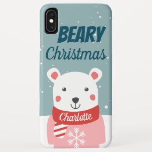 Funda Para iPhone XS Max Navidades beary con nombre de oso polar personaliz