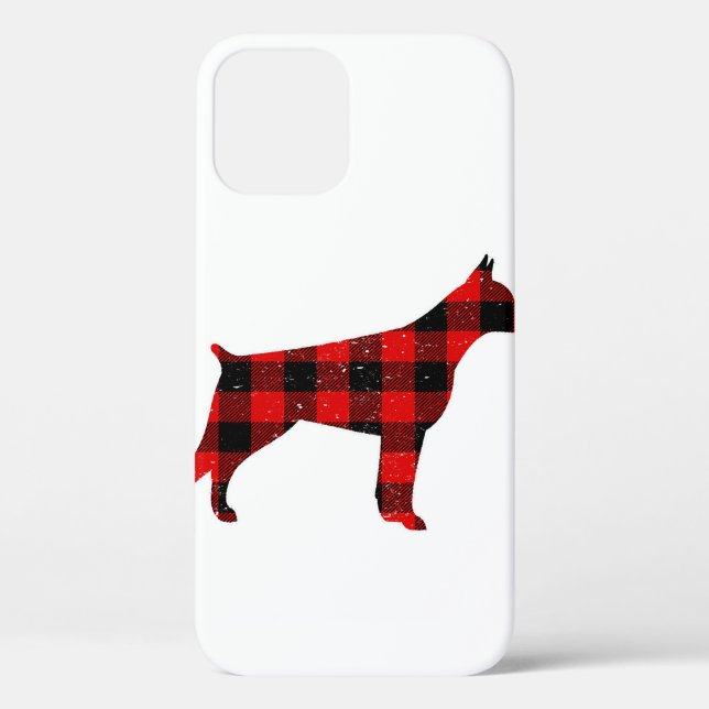 Funda De Case-Mate Para iPhone Navidades Buffalo Plaid Doberman (Reverso )
