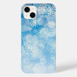 Funda Para iPhone 14 Plus De Case-Mate Navidades con copos de nieve en un fondo azul