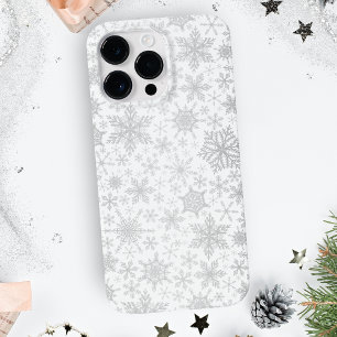 Funda Para iPhone 14 Pro Max De Case-Mate Navidades Copos de nieve gris blanco y plateado