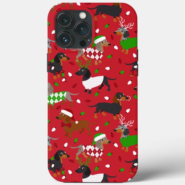 Funda De Case-Mate Para iPhone Navidades Dachshund All Coats (Reverso )