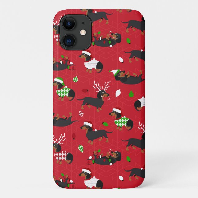 Funda De Case-Mate Para iPhone Navidades Dachshunds (Reverso)