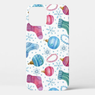 Funda Para iPhone 12 Navidades de acuarela Patrón dibujado a mano