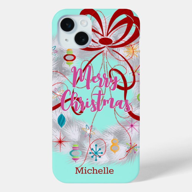 Funda De Case-Mate Para iPhone Navidades de Aluminio Wreath Retro (Reverso )
