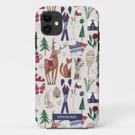Funda Para iPhone 11 Navidades de apres-ski nórdicos de Woodland impres